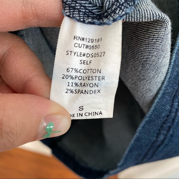 Mebon Lace Up Front Off the Shoulder Short Sleeve Denim Dress Women's Size S - Picture 7 of 7